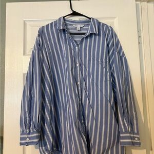 Old Navy Striped Button-Down Shirt - Blue and White